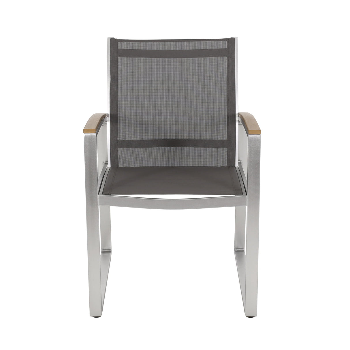 Poetic - Outdoor Dining Chair With Faux Wood Arms And Aluminum Frame (Set of 2) - Gray