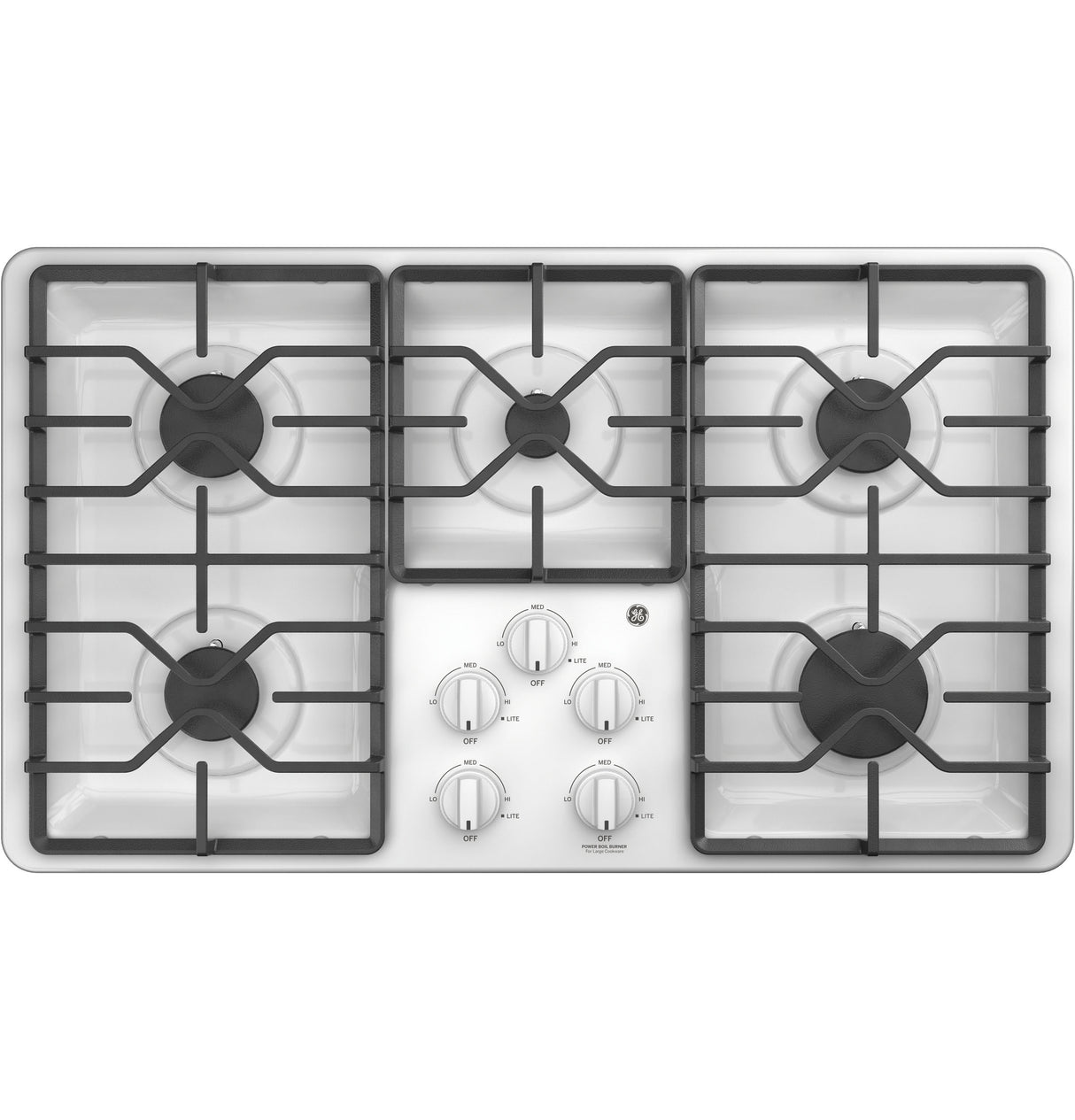 GE JGP3036DLWW - 36 in. 5-Burner Natural Gas Cooktop with Simmer Burner & Power Burner - White