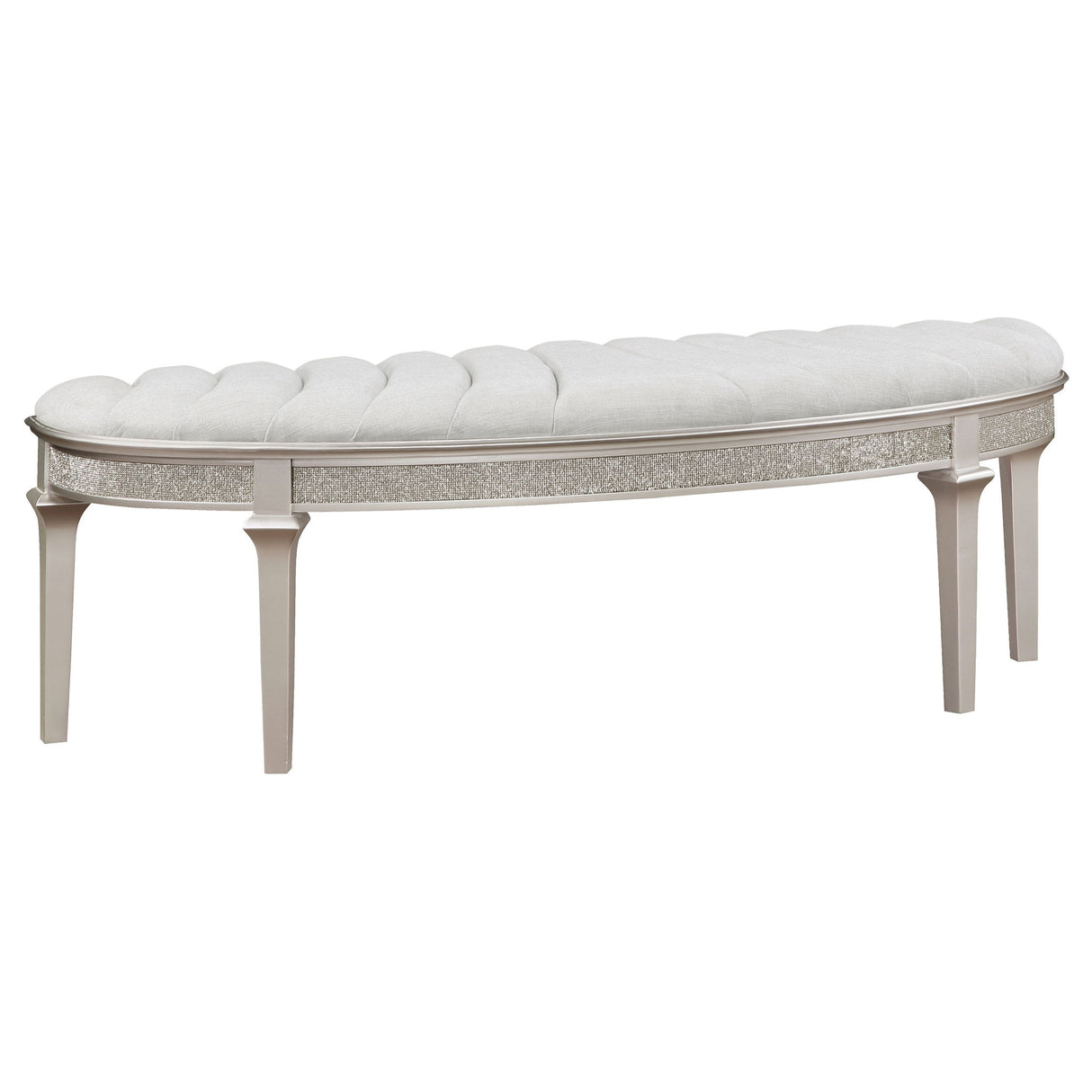 Colwood - Upholstered Curved With Channel Tufting And Slender Tapered Legs - Silver Gray