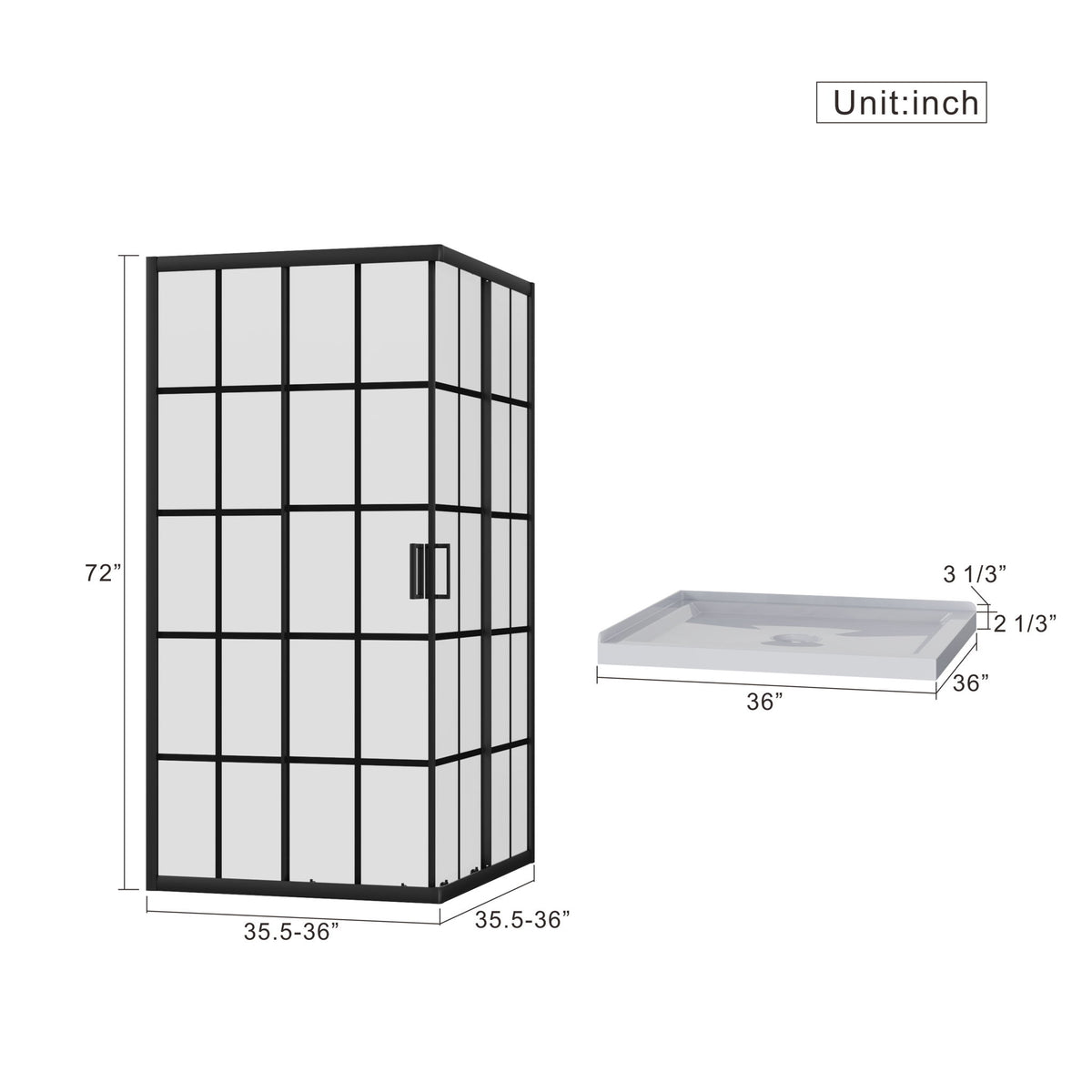 Corner Shower Enclosure Double Sliding Door & Shower Base