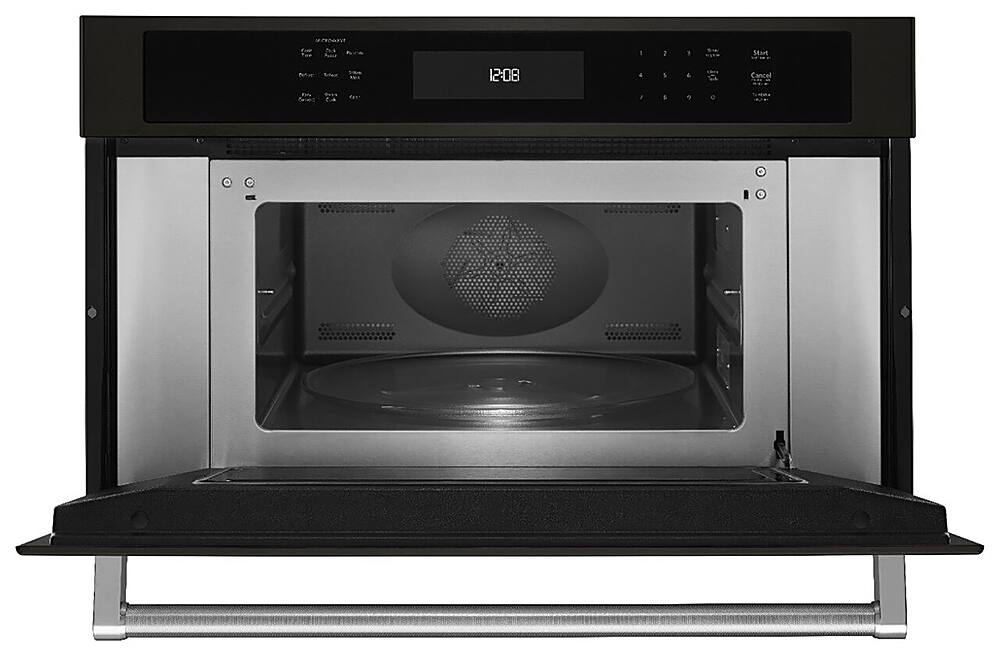 KitchenAid KMBP100EBS black stainless built-in microwave angle