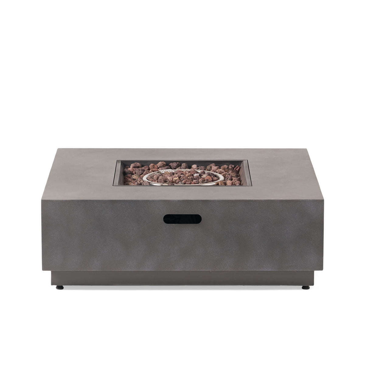 Modern Square Iron Fire Pit 50, 000 Btu - Stone Gray