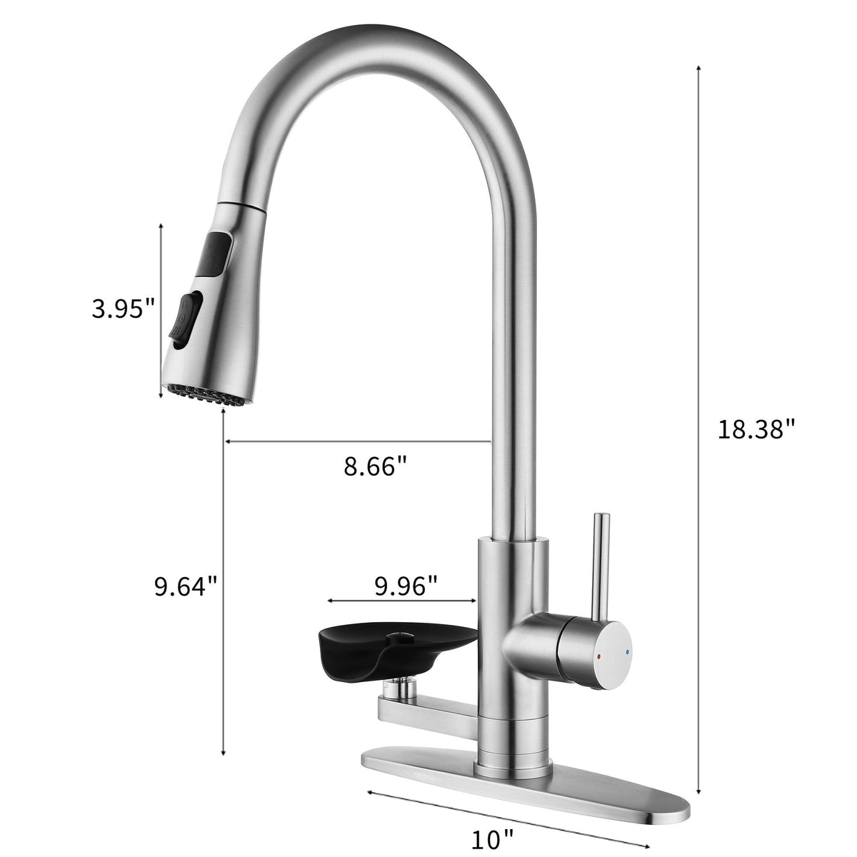 3 In 1 Kitchen Faucet With LED Temperature Display, Pull Down Sprayer