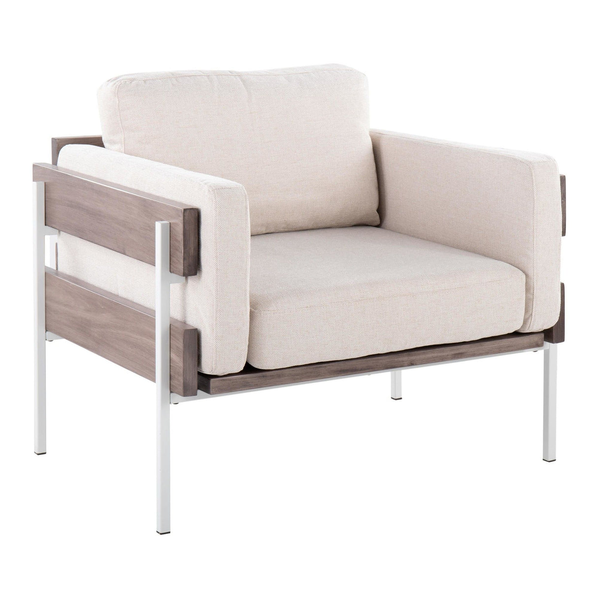 Kari - Farmhouse Accent Chair - White Metal, Gray Wood