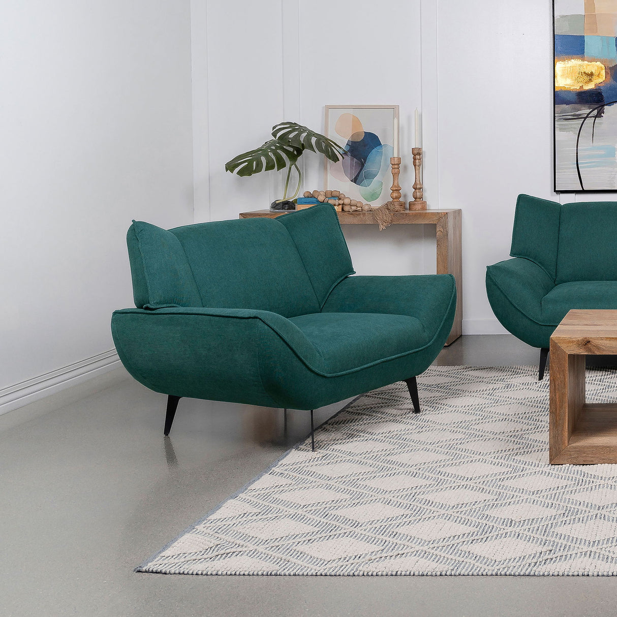 Grenada - Upholstered Flared Arm Accent Chair - Teal Blue
