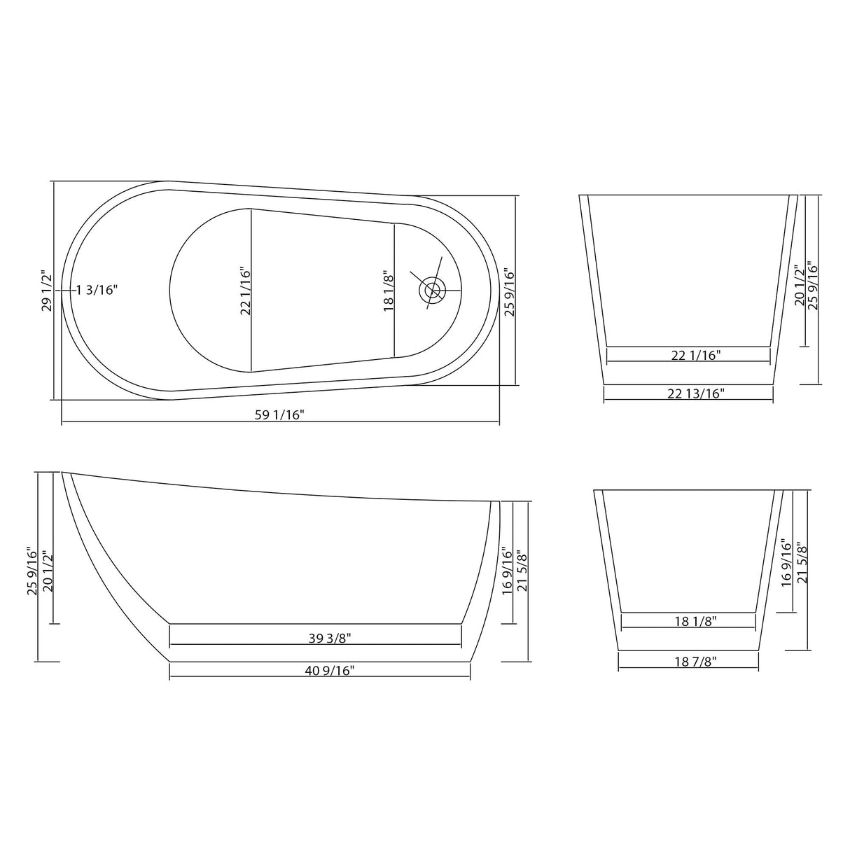 Contemporary Glossy Freestanding Bathtub With Chrome Overflow And Drain