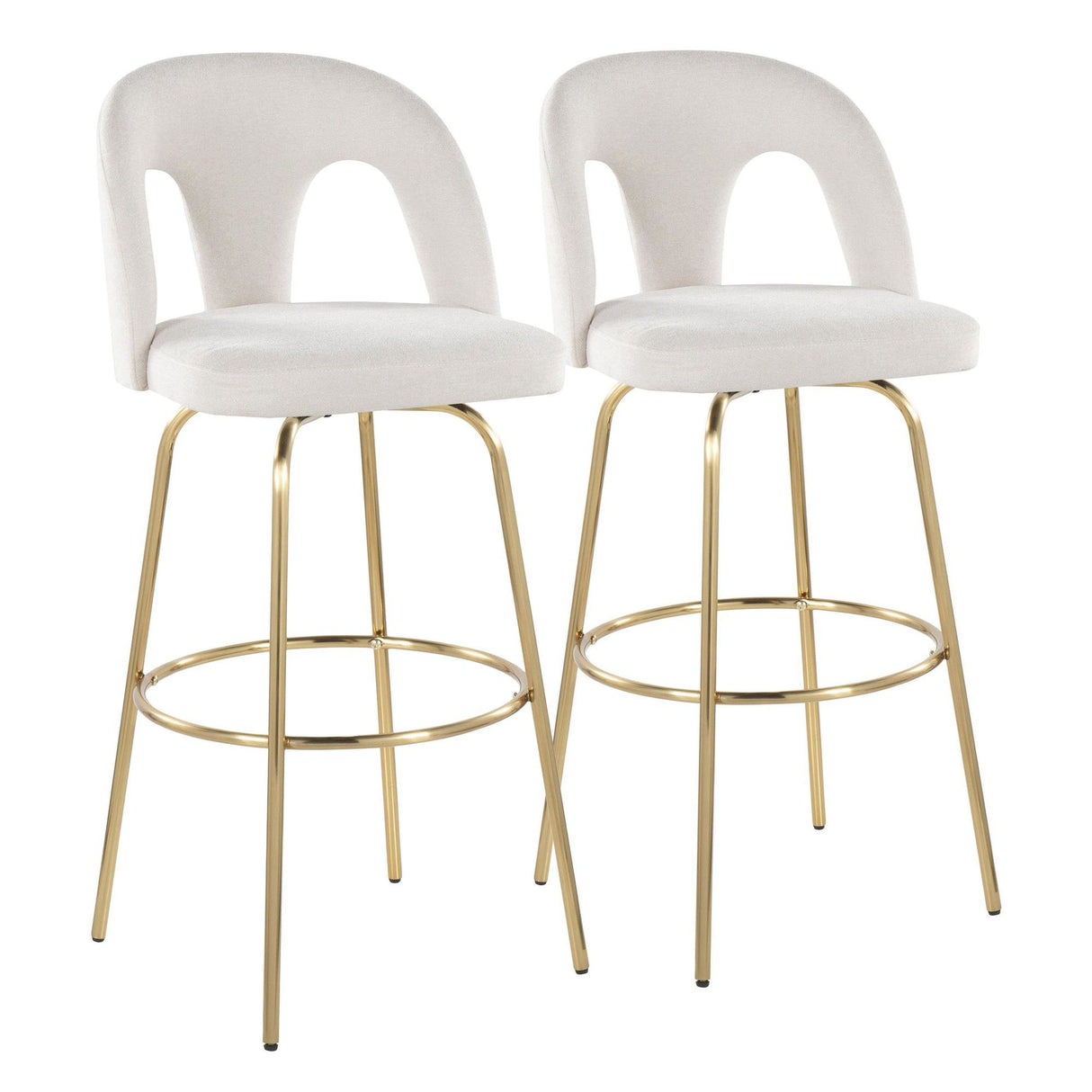 Ava - Upholstered Fixed-Height Barstool (Set of 2) - Gold Base