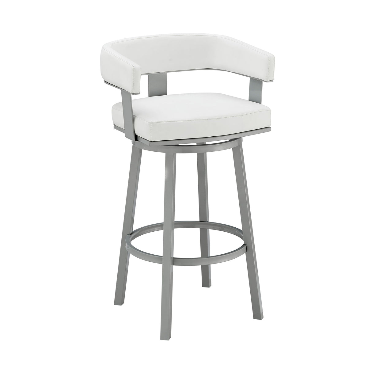 Lorin - 30" Bar Height Swivel Bar Stool - Silver / White