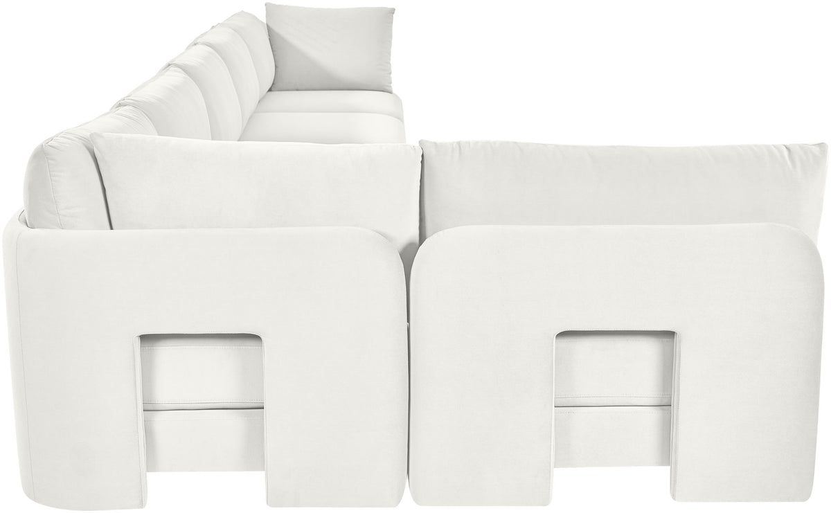 Hammond - Velvet Performance Fabric Upholstered 6 Piece L-Shaped Armless Sectional