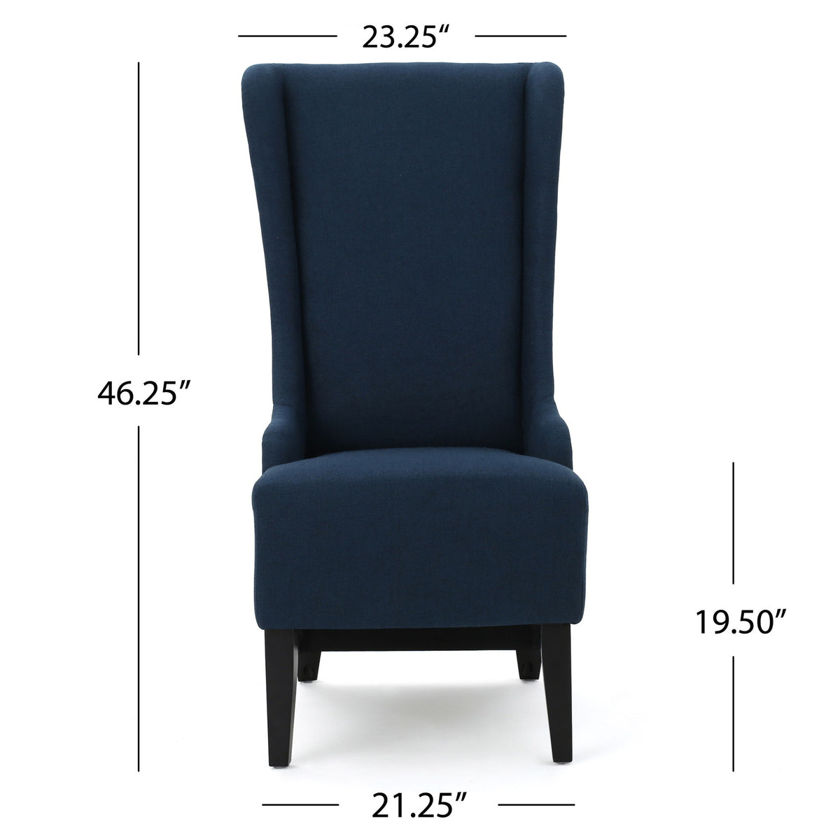 Contemporary Dining Chair With High Back And Birch Wood Legs - Navy Blue