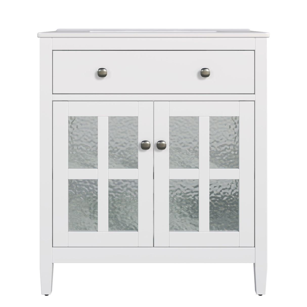 Bathroom Vanity With Ceramic Sink, Adjustable Shelf & Tip Out Tray