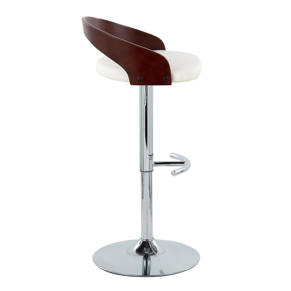 Grotto - Adjustable Barstool - Chrome Metal, Mahogany Wood