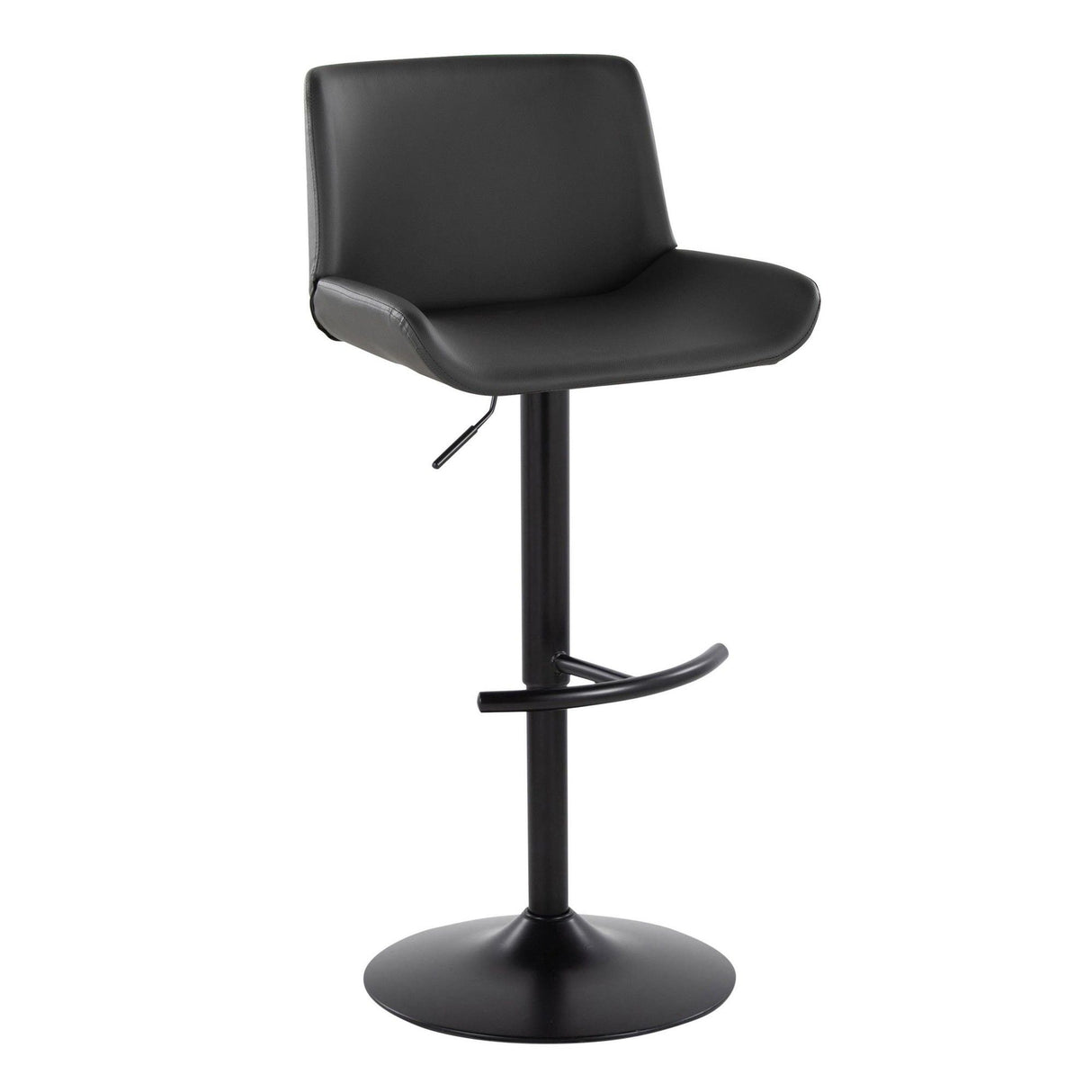 Santi - Upholstered Adjustable Barstool With Swivel And Rounded T Footrest (Set of 2) - Black Metal