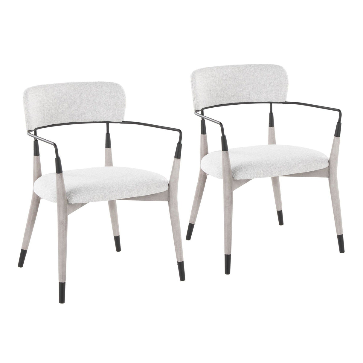 Savannah - Chair (Set of 2) - Gray Brushed Wood, Light Gray Fabric, Black Metal