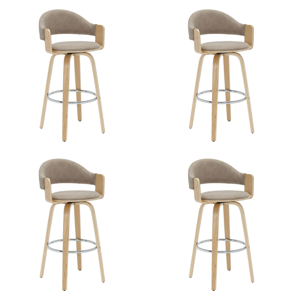 Daxton - Swivel Bar Height Round Back Wood Bar Stool With Faux Leather Seat