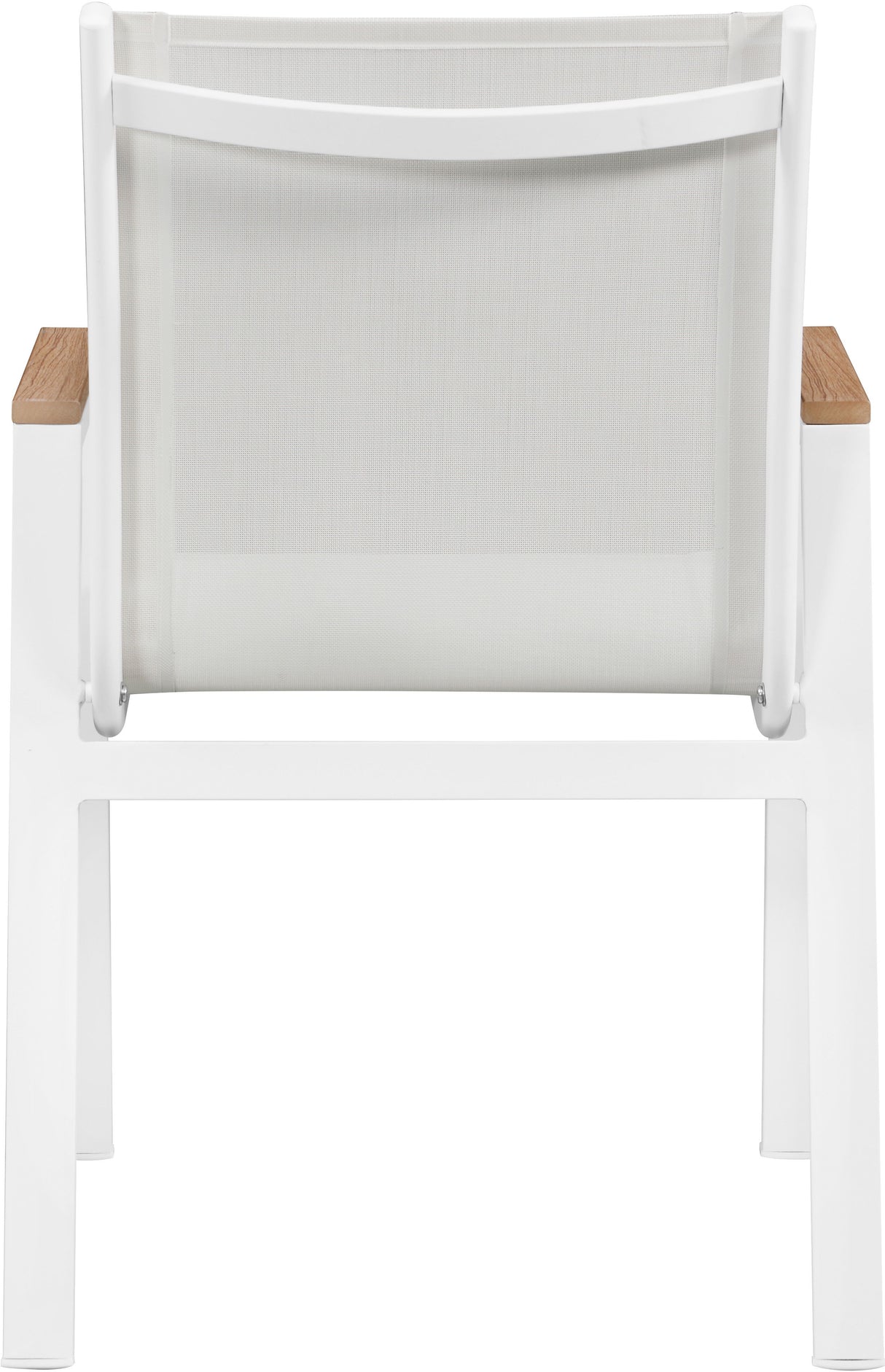 Nizuc - Outdoor Patio Dining Arm Chair With White Frame And Natural Arms (Set of 2)