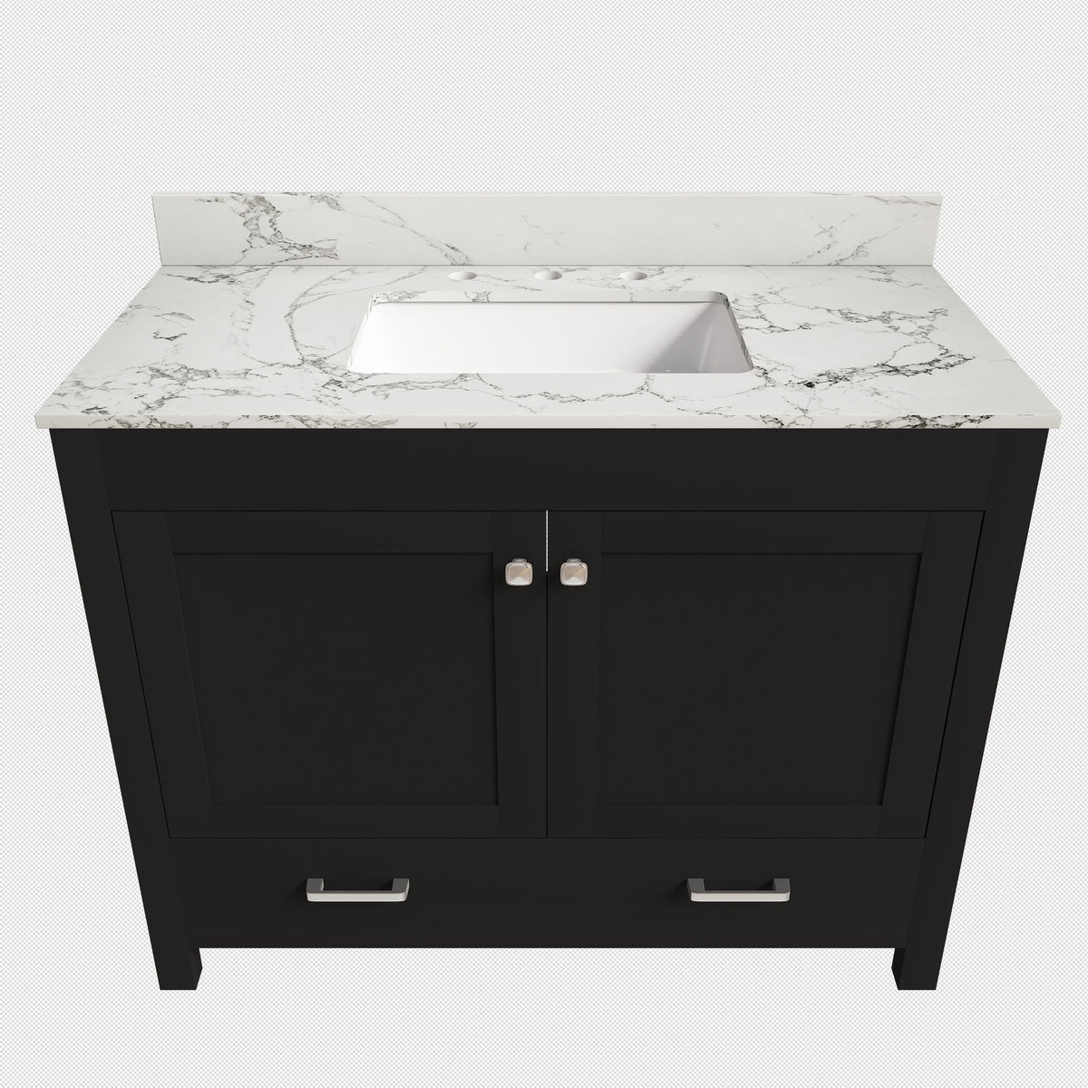 Bathroom Vanity Set, Soft Close Doors, 3 Faucet Holes, Sink Included - Black