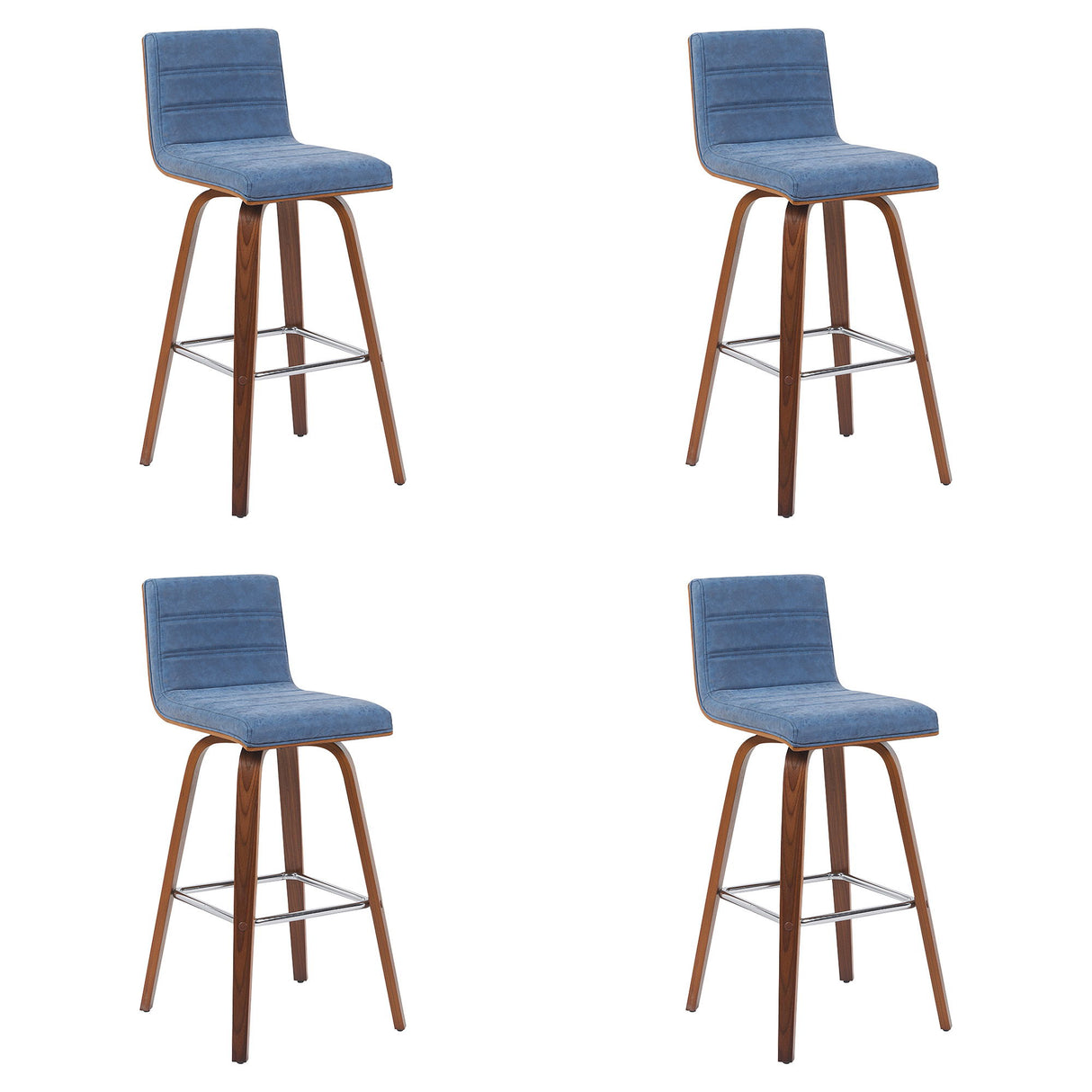 Vienna - Modern Swivel Bar Height Stool - Walnut Finished Wood Frame