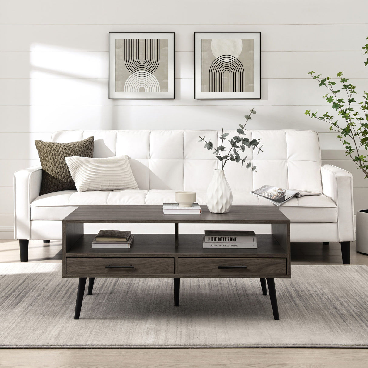 Contemporary 2 Drawer Low Coffee Table