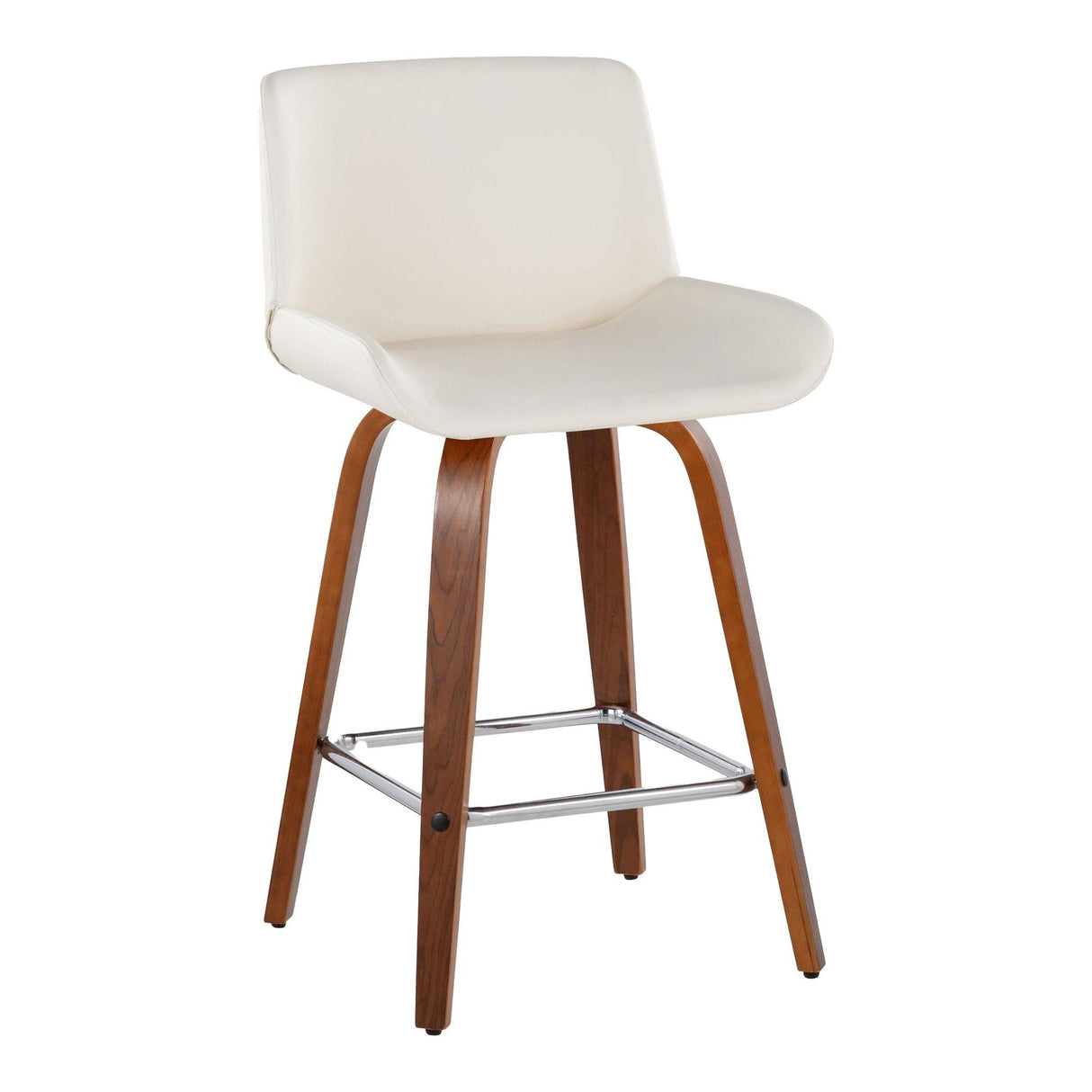 Santi - 25" Fixed-Height Counter Stool With Swivel - Walnut Wood (Set of 2)