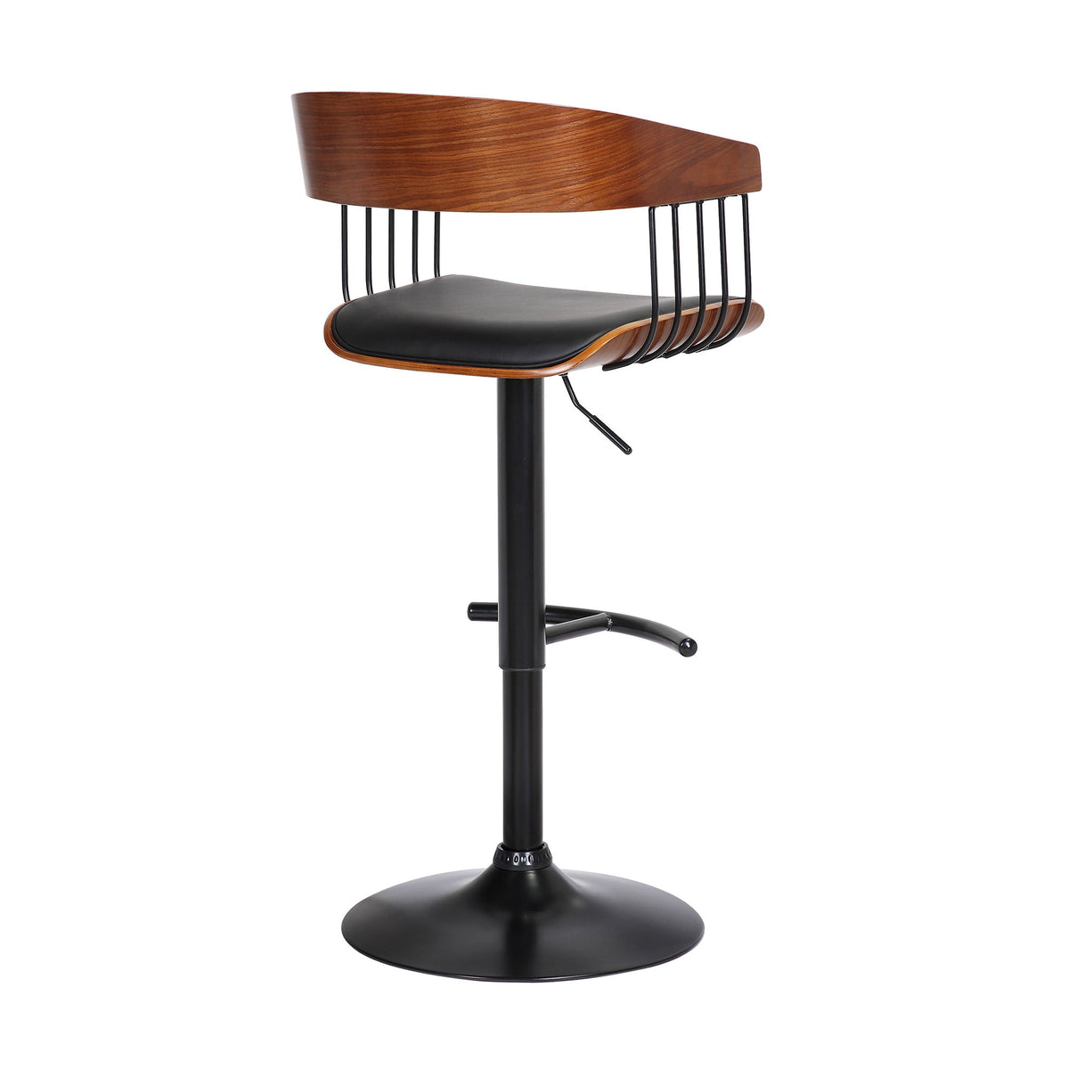 Larisa - Adjustable Wood Bar Stool - Walnut
