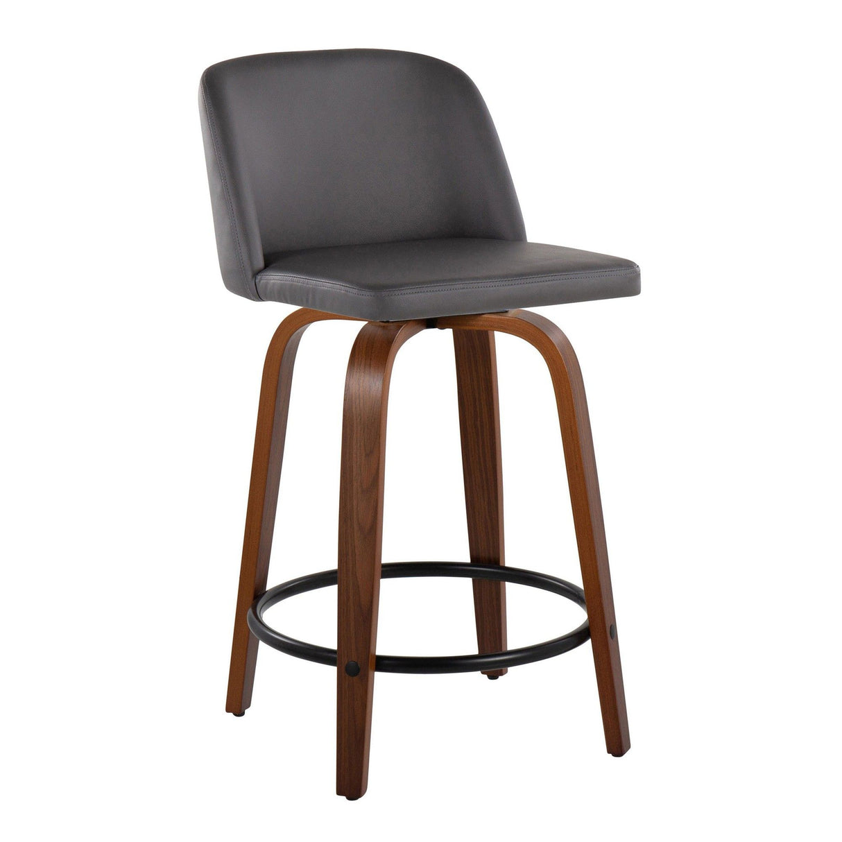 Toriano - 24" Fixed-height Counter Stool (Set of 2) - Walnut And Black Round Footrest