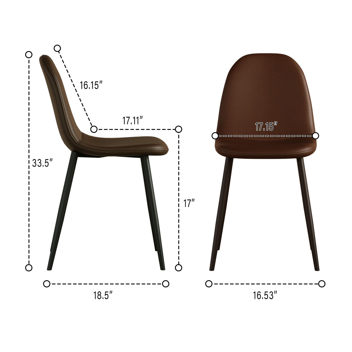 Modern Dining Chairs With Soft Upholstered Seat, Spoon Shape Design