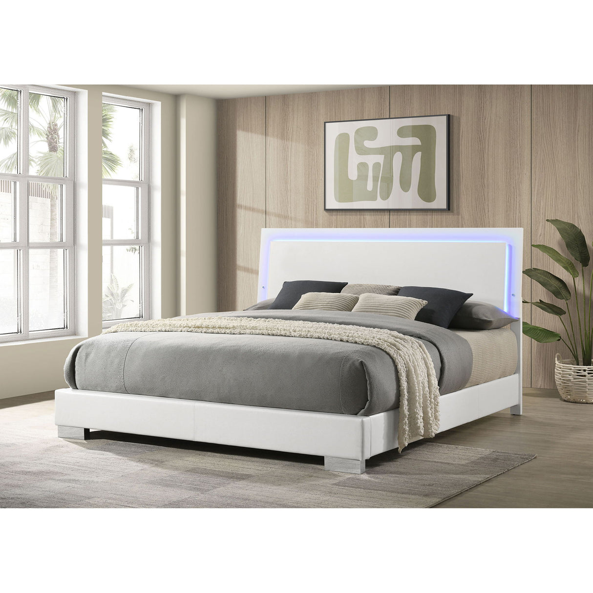 Strick & Bolton - High Gloss Panel Bed With LED Lights