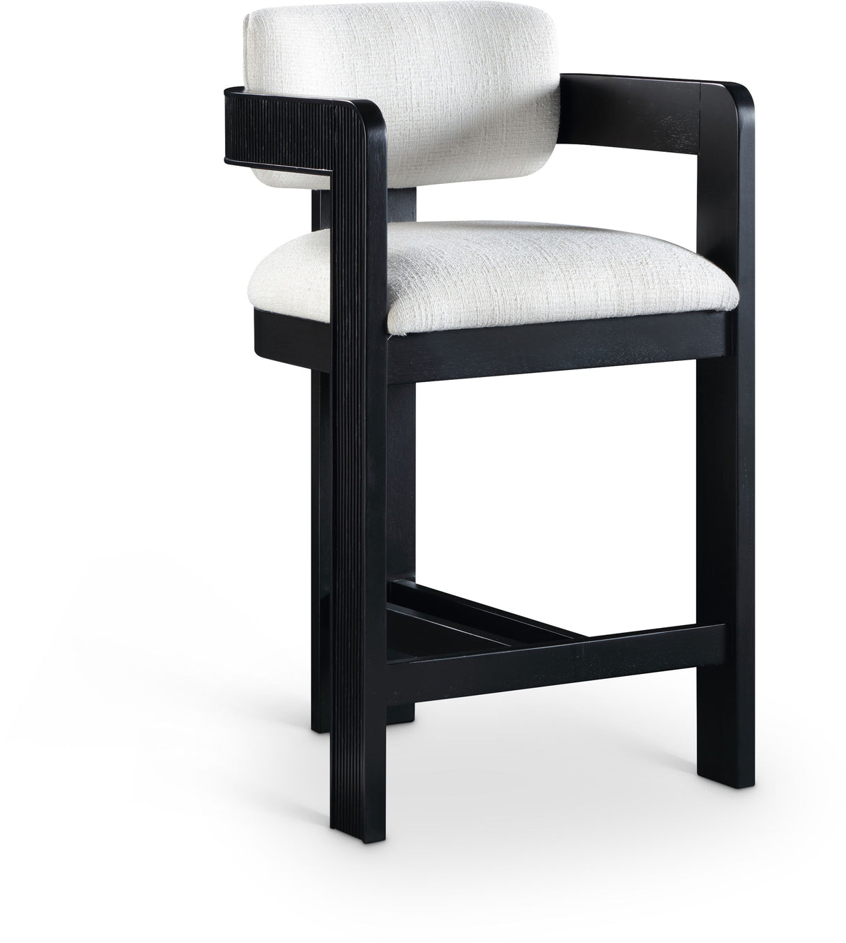 Sacha - Linen Stool With Black Base
