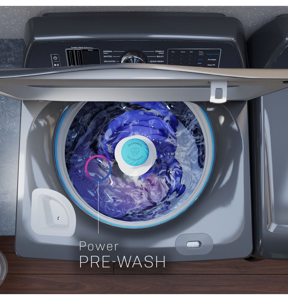 GE Profile(TM) ENERGY STAR(R) 5.3 cu. ft. Capacity Washer with Smarter Wash Technology and FlexDispense(TM) - (PTW905BPTDG)