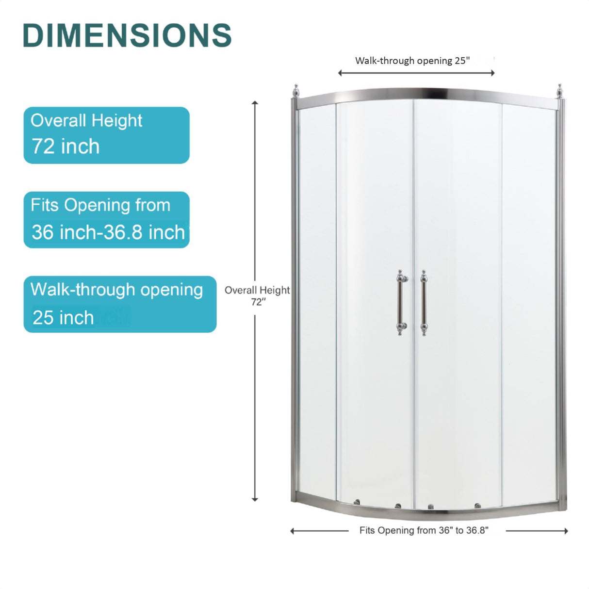 Framed Tub Shower Enclosure With Clear Tempered Glass