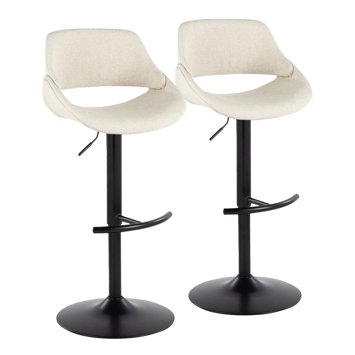 Fabrizzi - Adjustable Barstool With Rounded T Footrest (Set of 2) - Black Metal