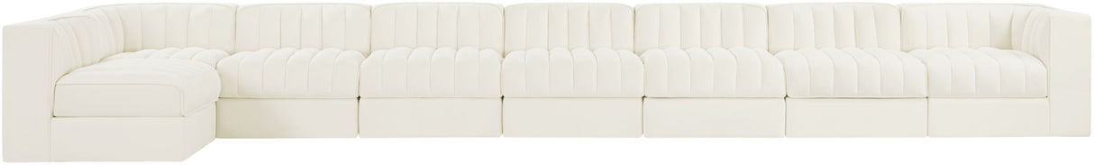 Rummi - Velvet Performance Fabric Upholstered 8 Piece Modular Sectional, L-Shaped (Right)