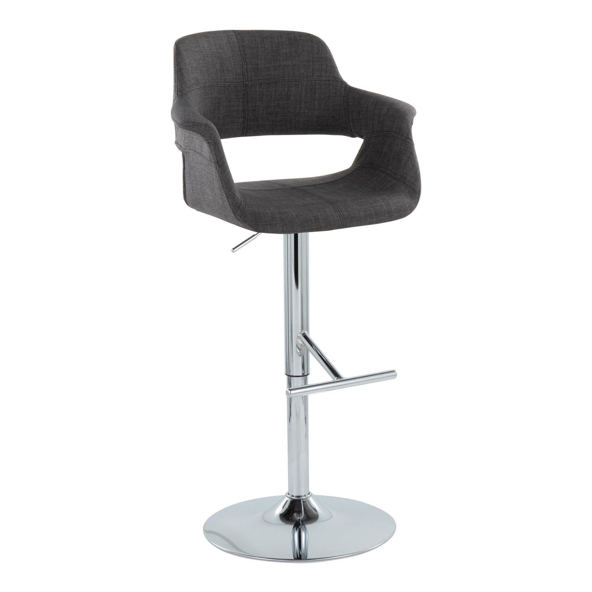 Vintage Flair - Adjustable Swivel Barstool (Set of 2) - Charcoal Fabric Seat