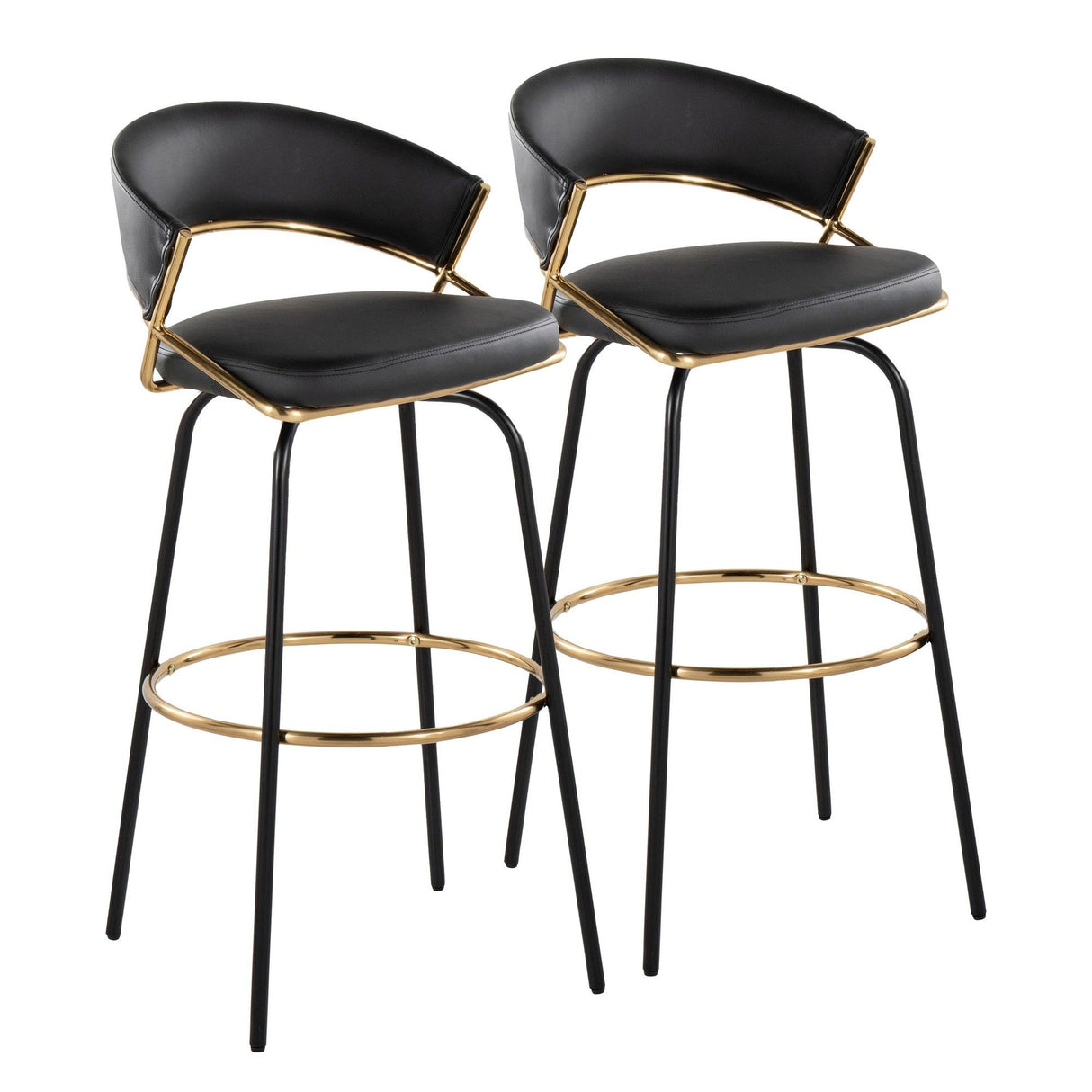 Jie - 30" Fixed-Height Barstool With Swivel (Set of 2) - Black Legs