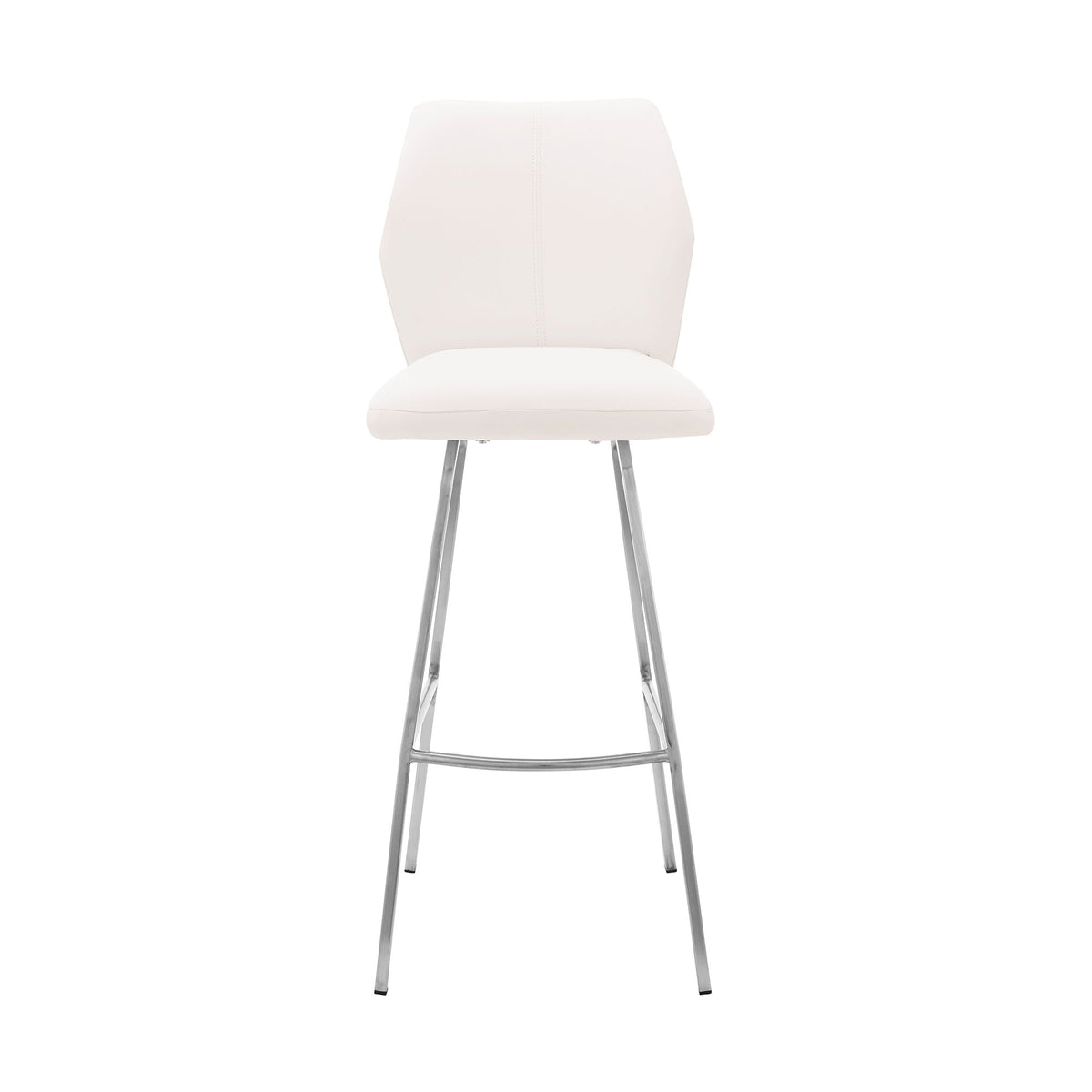Tandy - Faux Leather And Brushed Stainless Steel 26" Counter Stool (Set of 2) - White