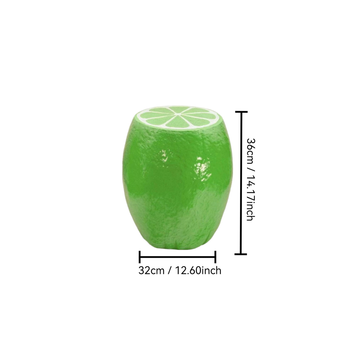 Novelty Lime Stool, Fruit Shaped Plant Stand & End Table, Accent Furniture For Home Garden Decoration - Green