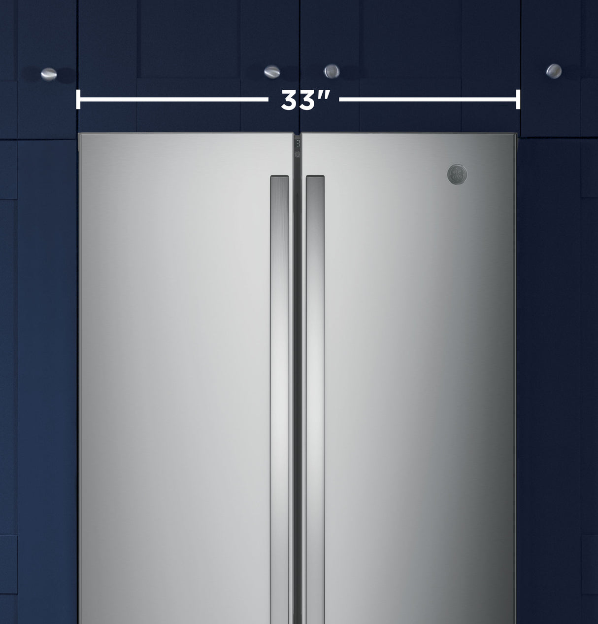 GE GNE25JYKFS - 33 in. 24.7 cu. ft. French Door Refrigerator with Internal Water Dispenser - Fingerprint Resistant Stainless