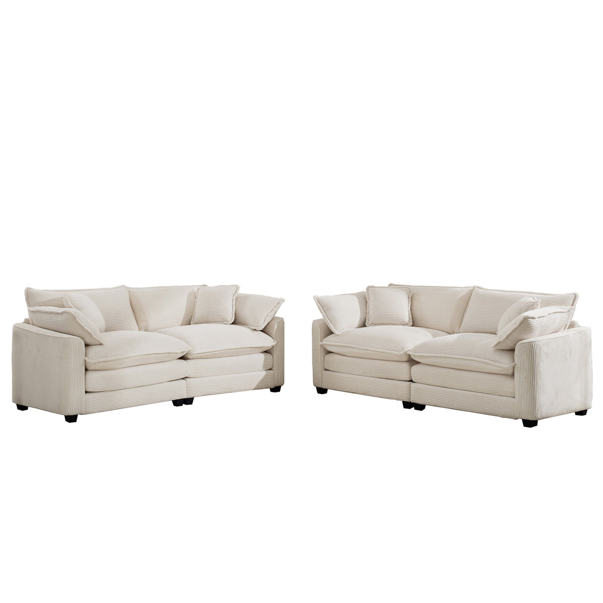 Elegant Corduroy Oversized Sectional Sofa Set With Deep Seats And Flexible Layout