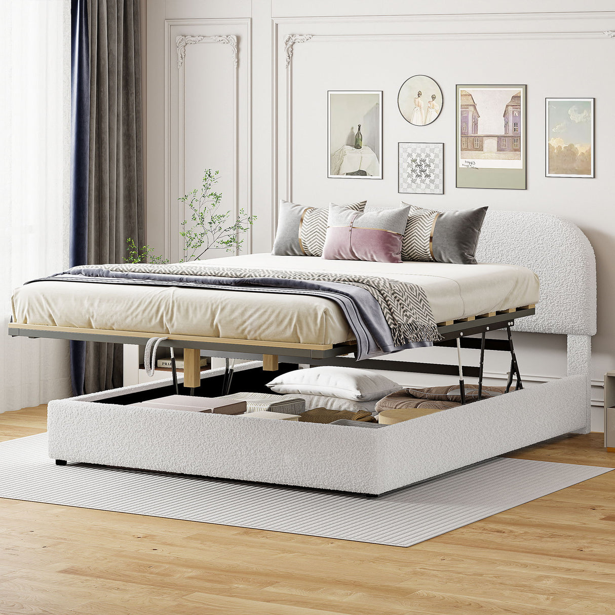 Upholstered Platform Bed With Hydraulic Storage System