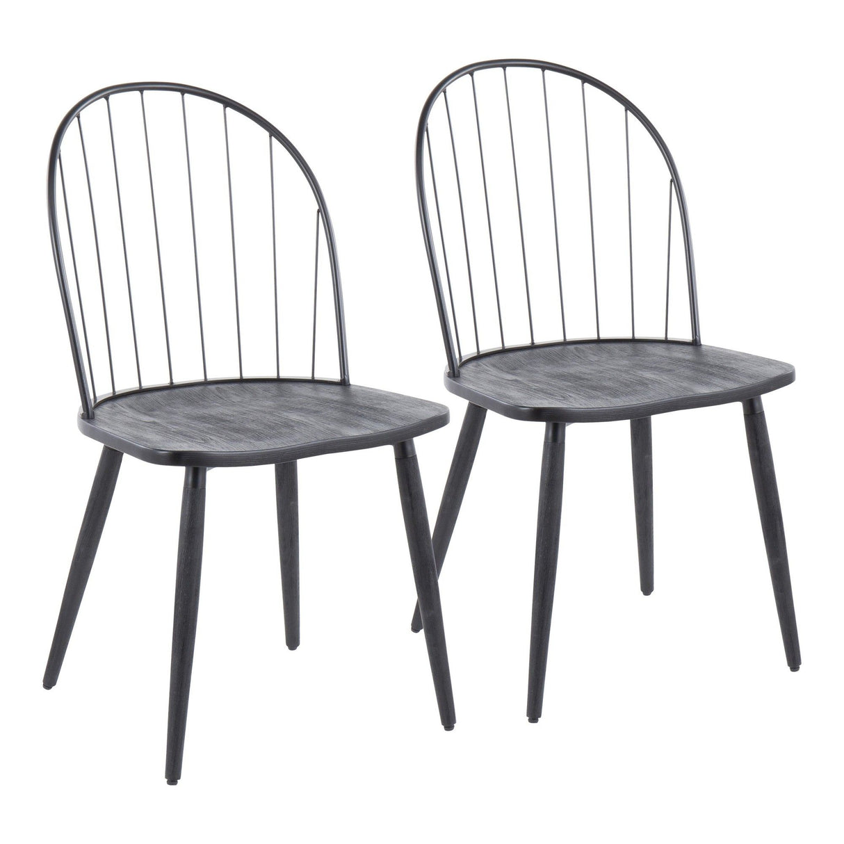 Riley - High Back Armless Chair (Set of 2) - Black Metal And Black Wood