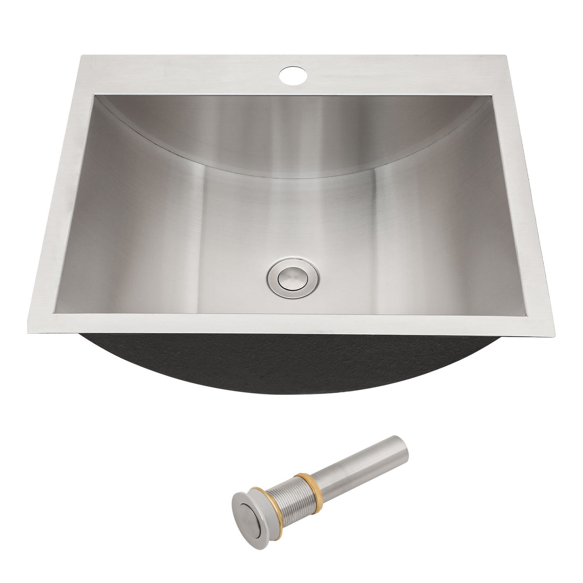 21 X 17" Drop In Bathroom Sink With Pop Up Drain, Stainless Steel Su304, Durable & Rust Resistant, Easy Installation - Brushed Nickel
