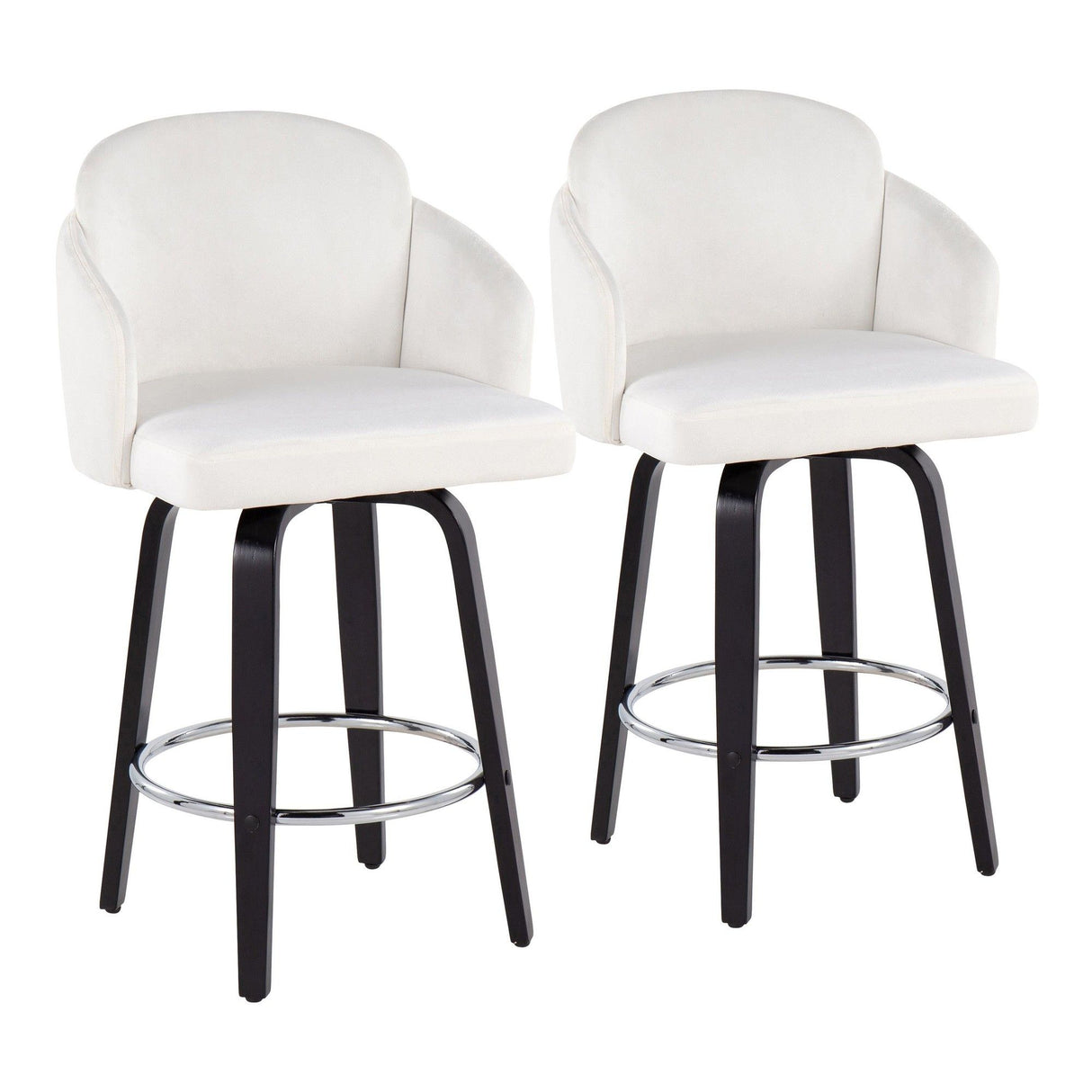Dahlia - Contemporary Counter Stool With Velvet Seat (Set of 2) - Black Wood