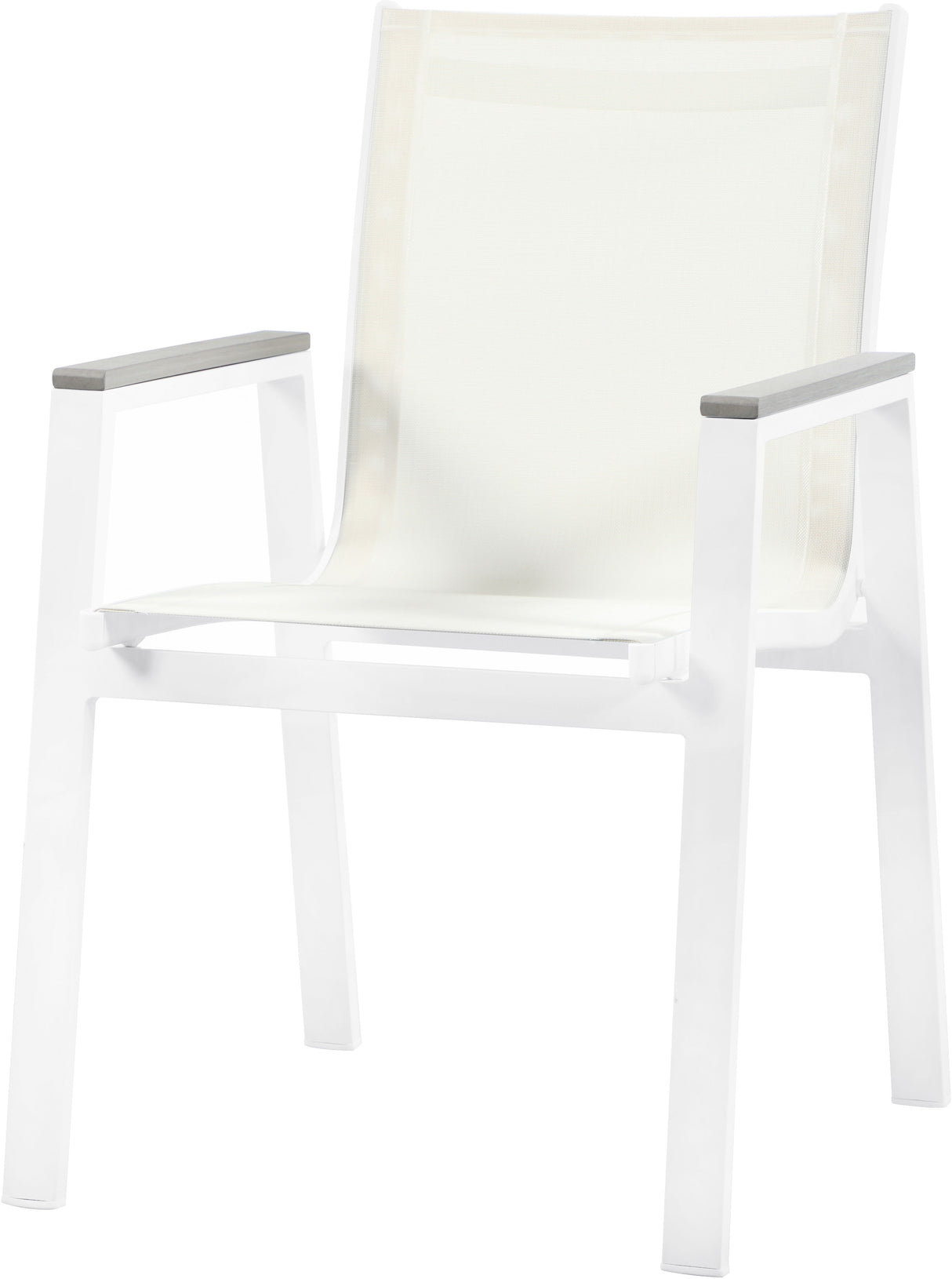 Nizuc - Outdoor Patio Dining Arm Chair With White Frame And Gray Arms (Set of 2)