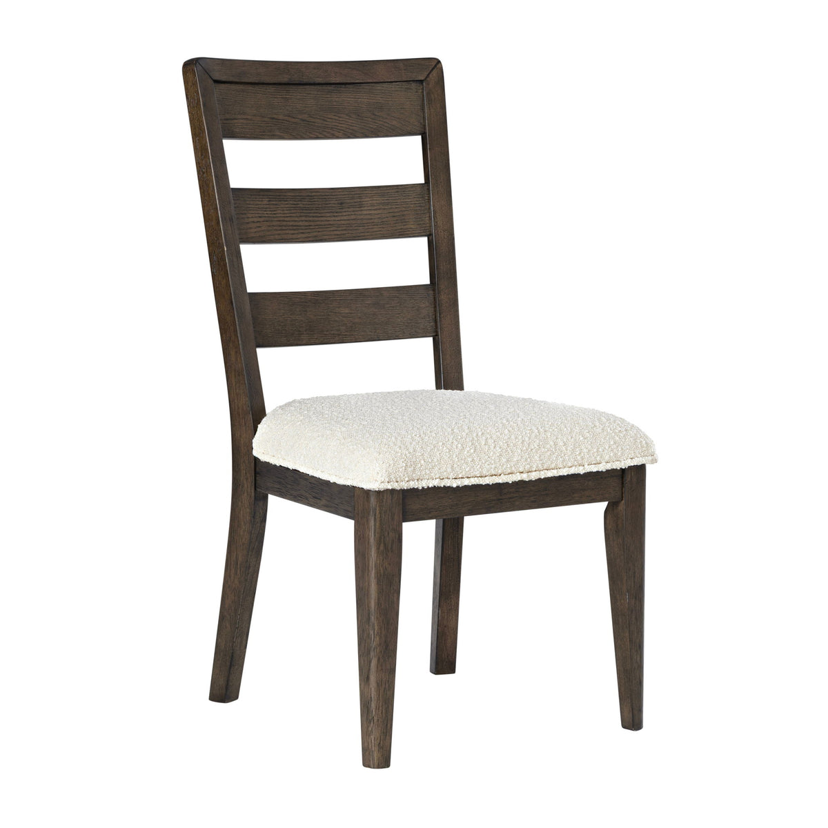Upholstered Dining Chair With Ladder Back Design (Set of 2) - Dark Oak