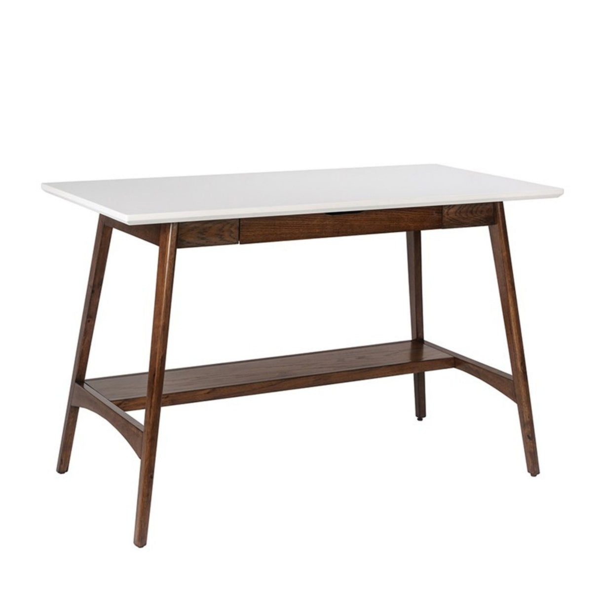 Parker - Desk With Storage Shelf - Off White / Pecan