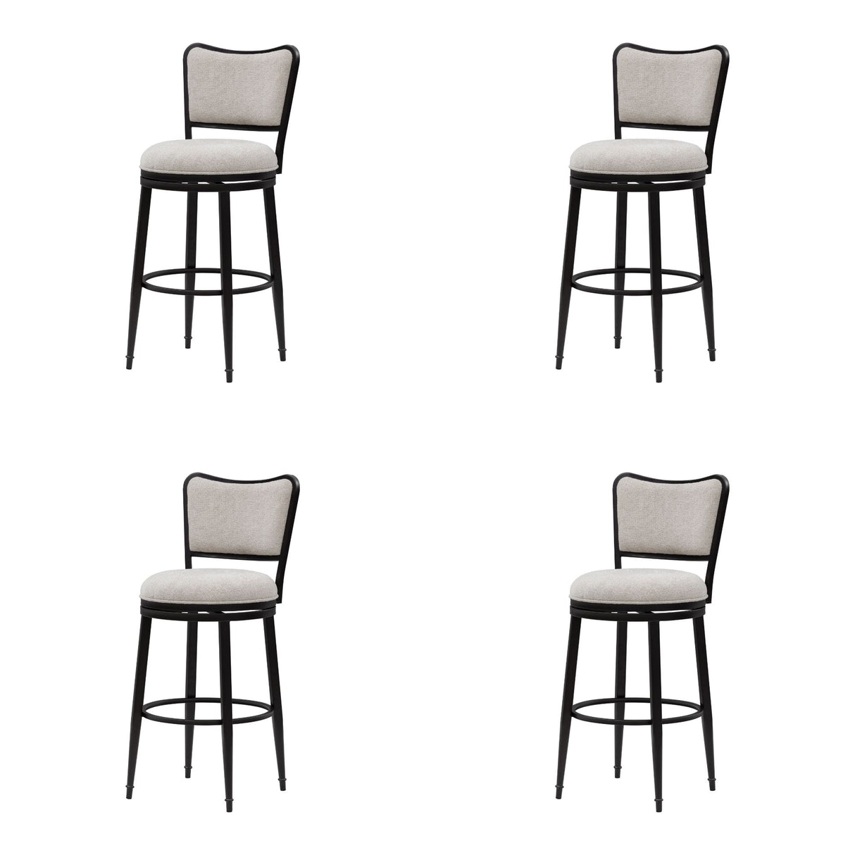 Baxter - Steel Frame Fabric Upholstered Swivel Bar Height Barstool