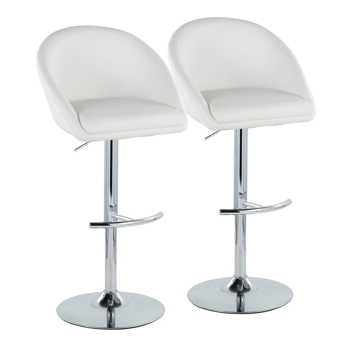Matisse - Highback Adjustable Barstool With Rounded T Footrest (Set of 2) - Chrome Metal