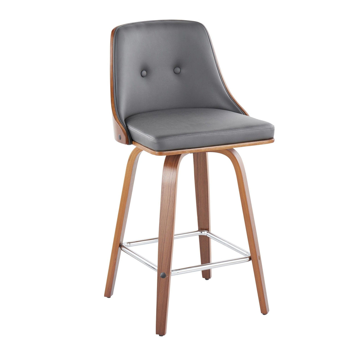 Gianna - Fixed-Height Swivel Counter Stool (Set of 2) - Walnut Frame And Square Footrest