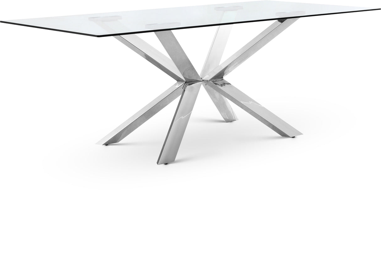 Juno - Glass Dining Table - Pearl Silver